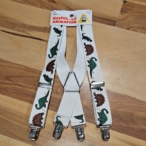 NWT Kids Dinosaur Suspenders - White